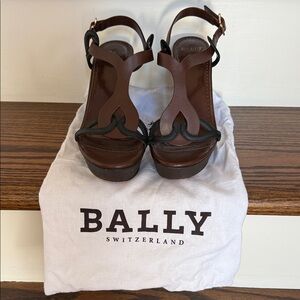Bally Women's Brown and Black Platform Sandals